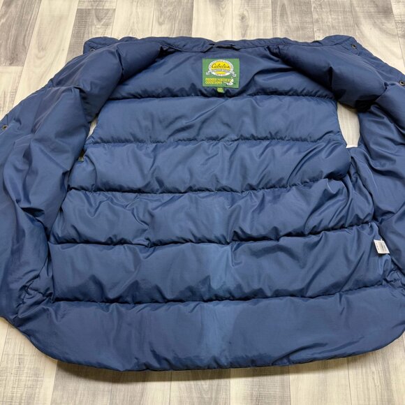 ✅ Mens XL Reg Cabela's Premier Northern Goose Down Puffer Vest Navy/Blue Snap - Picture 8 of 11